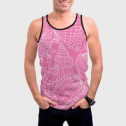 Майка-безрукавка мужская Океанские ракушки - паттерн, цвет: 3D-черный — фото 2