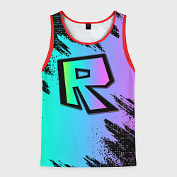 Майка-безрукавка мужская Roblox neon logo, цвет: 3D-красный