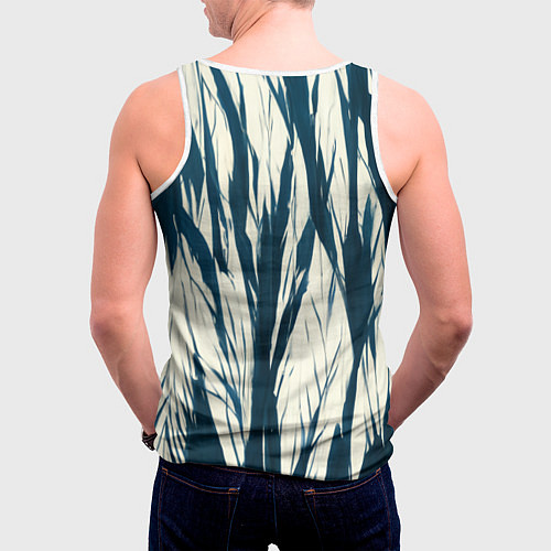 Мужская майка без рукавов Синие рваные полосы / 3D-Белый – фото 4