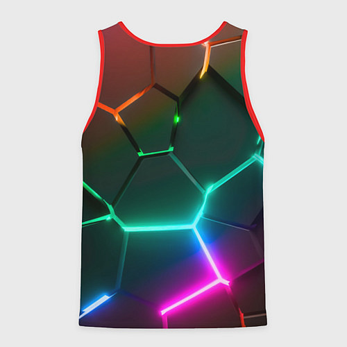 Мужская майка без рукавов Радужный градиент неоновые геометрические плиты / 3D-Красный – фото 2