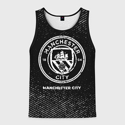 Майка-безрукавка мужская Manchester City с потертостями на темном фоне, цвет: 3D-черный