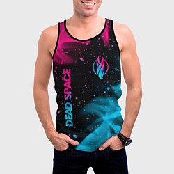 Майка-безрукавка мужская Dead Space - neon gradient: символ и надпись верти, цвет: 3D-черный — фото 2