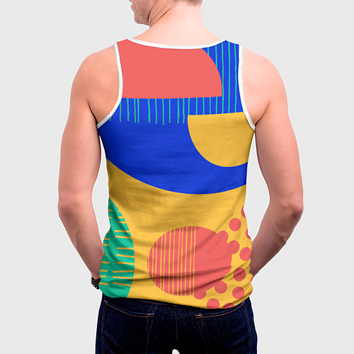 Мужская майка без рукавов Геометрические разноцветные фигуры / 3D-Белый – фото 4