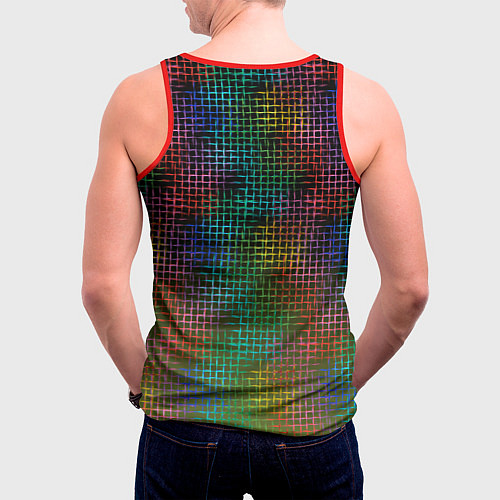 Мужская майка без рукавов Неоновый сетчатый узор / 3D-Красный – фото 4