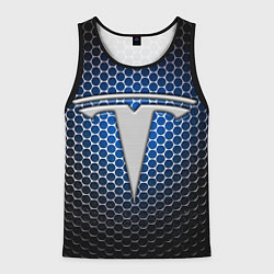 Мужская майка без рукавов Tesla - металлический логотип на сетке