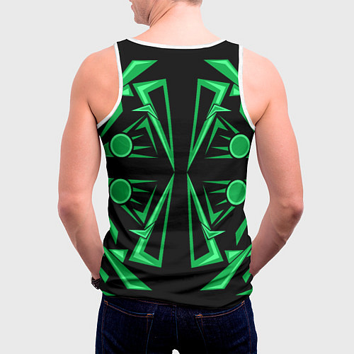 Мужская майка без рукавов Геометрический узор зеленый geometric / 3D-Белый – фото 4