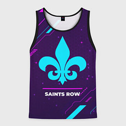Мужская майка без рукавов Символ Saints Row в неоновых цветах на темном фоне