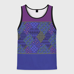 Майка-безрукавка мужская Combined burgundy-blue pattern with patchwork, цвет: 3D-черный