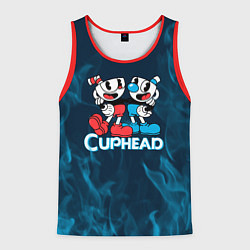 Майка-безрукавка мужская Cuphead синий огонь, цвет: 3D-красный