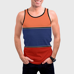 Майка-безрукавка мужская Combined pattern striped orange red blue, цвет: 3D-черный — фото 2