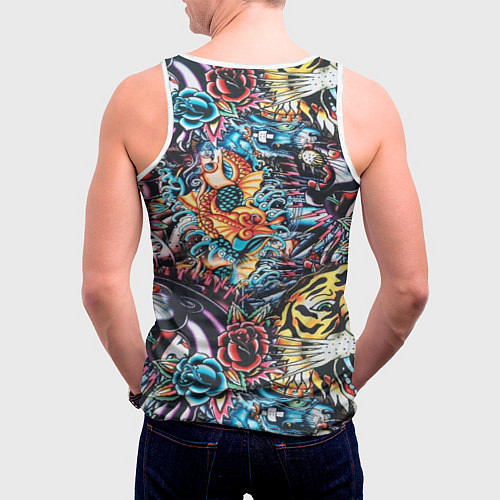 Мужская майка без рукавов Татуировки / 3D-Белый – фото 4
