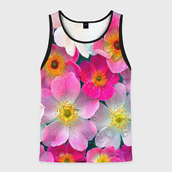 Майка-безрукавка мужская Сказочные разноцветные цветы, цвет: 3D-черный