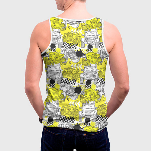 Мужская майка без рукавов Авто и клякса / 3D-Белый – фото 4