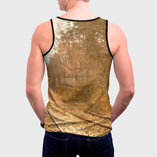 Мужская майка без рукавов Одинокий трамвай - Россия / 3D-Черный – фото 4