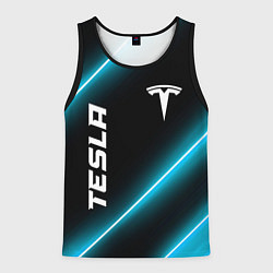 Майка-безрукавка мужская Tesla неоновые лампы, цвет: 3D-черный