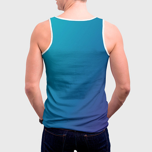 Мужская майка без рукавов Градиент - морская глубина / 3D-Белый – фото 4