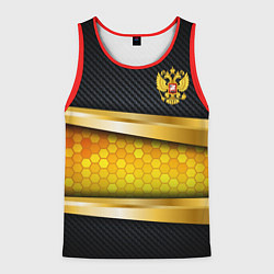 Майка-безрукавка мужская Black & gold - герб России, цвет: 3D-красный