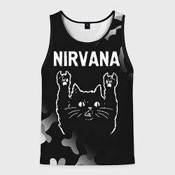 Майка-безрукавка мужская Группа Nirvana и рок кот, цвет: 3D-черный