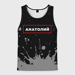 Мужская майка без рукавов Анатолий - в красной рамке на темном