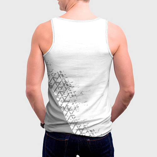 Мужская майка без рукавов Chery speed на светлом фоне со следами шин: надпис / 3D-Белый – фото 4