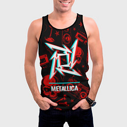 Майка-безрукавка мужская Metallica rock glitch, цвет: 3D-черный — фото 2