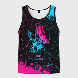 Майка-безрукавка мужская Iron Maiden - neon gradient, цвет: 3D-черный