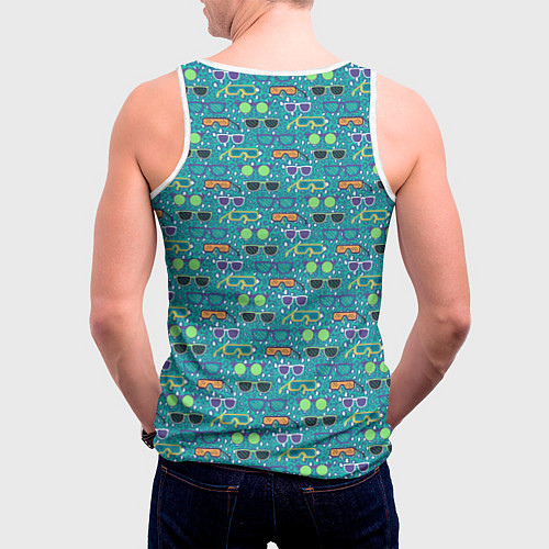 Мужская майка без рукавов Очки разноцветные поп арт / 3D-Белый – фото 4