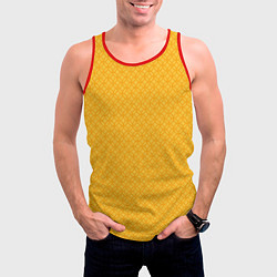 Майка-безрукавка мужская Желтые связанные узоры, цвет: 3D-красный — фото 2