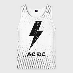 Майка-безрукавка мужская AC DC с потертостями на светлом фоне, цвет: 3D-белый