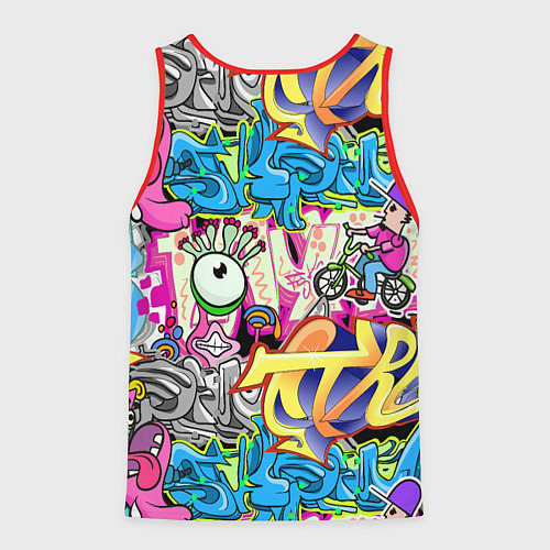 Мужская майка без рукавов Велосипедист и глаз граффити / 3D-Красный – фото 2