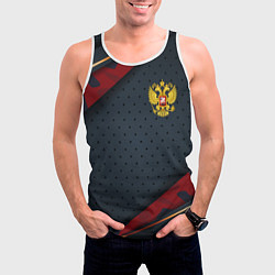 Майка-безрукавка мужская Герб России черно-красный камуфляж, цвет: 3D-белый — фото 2