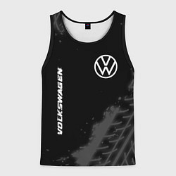 Майка-безрукавка мужская Volkswagen speed на темном фоне со следами шин: на, цвет: 3D-черный