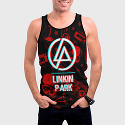 Майка-безрукавка мужская Linkin Park rock glitch, цвет: 3D-черный — фото 2