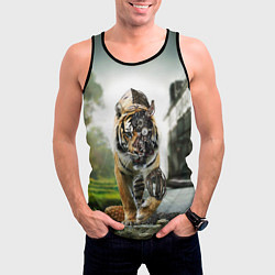 Майка-безрукавка мужская Кибернетический тигр, цвет: 3D-черный — фото 2