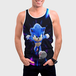 Майка-безрукавка мужская Sonic running, цвет: 3D-белый — фото 2