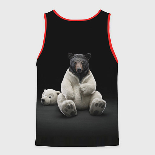 Мужская майка без рукавов Медведь в костюме ростовой куклы / 3D-Красный – фото 2