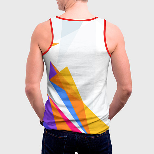 Мужская майка без рукавов Barcelona абстракция цветные геометрии / 3D-Красный – фото 4