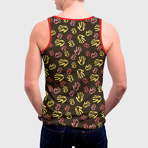 Мужская майка без рукавов Отпечатки рук разноцветные / 3D-Красный – фото 4