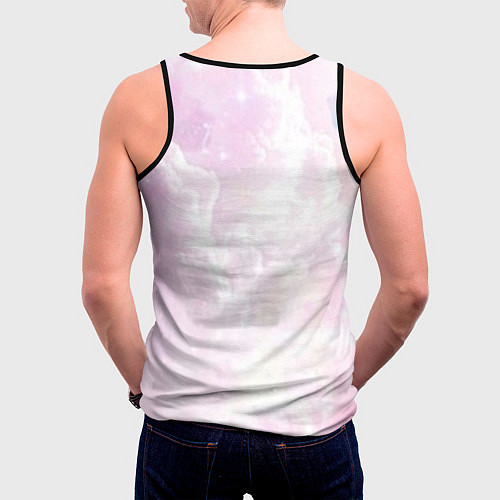 Мужская майка без рукавов Розовые облака на голубом небе / 3D-Черный – фото 4