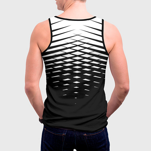 Мужская майка без рукавов Черно-белая симметричная сетка из треугольников / 3D-Черный – фото 4
