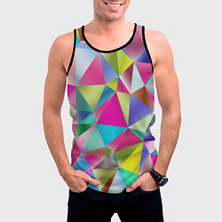 Майка-безрукавка мужская Радужные трехмерные треугольники, цвет: 3D-черный — фото 2