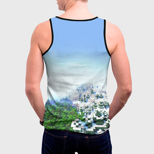 Мужская майка без рукавов Зимний пейзаж - Майнкрафт / 3D-Черный – фото 4