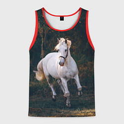 Майка-безрукавка мужская Скачущая белая лошадь, цвет: 3D-красный