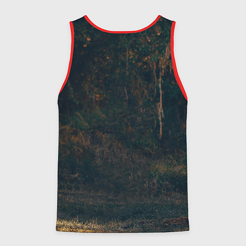 Мужская майка без рукавов Скачущая белая лошадь / 3D-Красный – фото 2