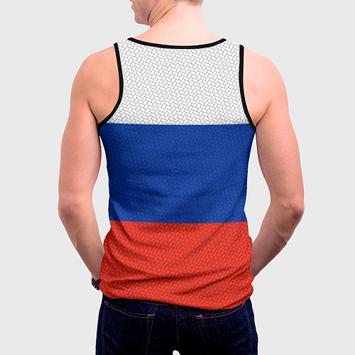 Мужская майка без рукавов Триколор - флаг России плетёный / 3D-Черный – фото 4
