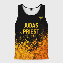 Мужская майка без рукавов Judas Priest - gold gradient: символ сверху