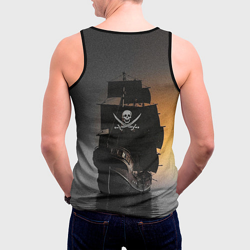 Мужская майка без рукавов Пиратский фрегат / 3D-Черный – фото 4
