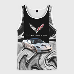 Майка-безрукавка мужская Chevrolet Corvette - Motorsport - Racing team, цвет: 3D-белый