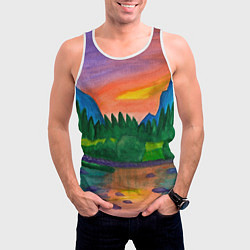 Майка-безрукавка мужская Закат на реке, цвет: 3D-белый — фото 2