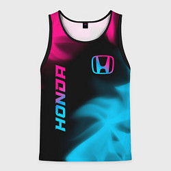 Майка-безрукавка мужская Honda - neon gradient: надпись, символ, цвет: 3D-черный